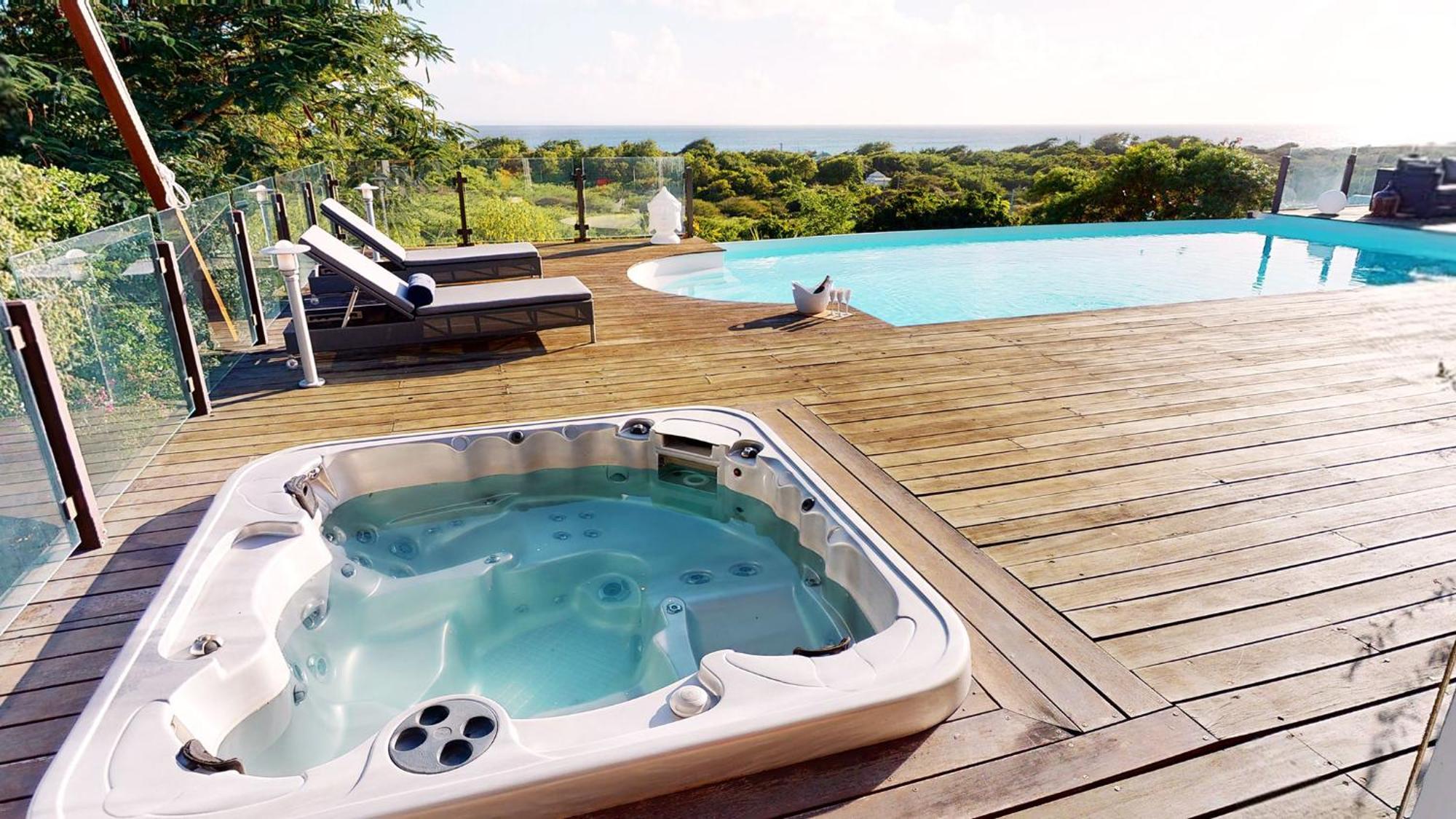 Villa Deluxe L'Hacienda Villa Vue Mer 180 Piscine Jacuzzi Proche Plage Marina Golf Pointe Des Chateaux Et Casino Jardin Clos Voyage Durable Saint-Francois  Pokój zdjęcie